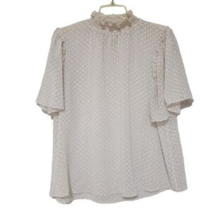 Everleigh Nordstrom Top Polka Swiss Dot Turtle Neck Blouse - Size XL
